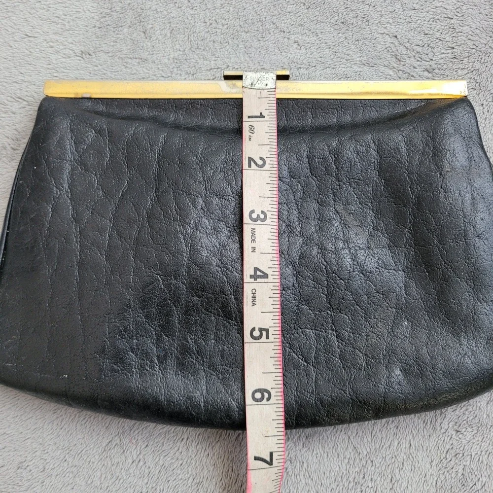 Vintage black genuine leather‎ Elegance brand clutch black purse clutch handbag